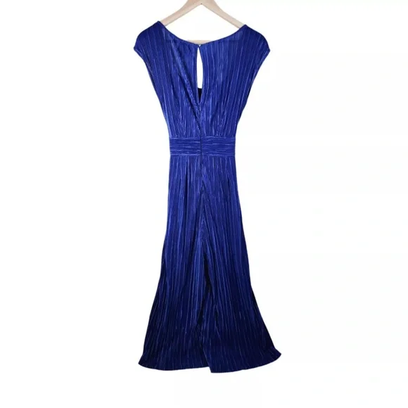 NWT Anthropologie Maeve Sonata Textured Pleated Blue Wide Leg Jumpsuit - Picture 5 of 10